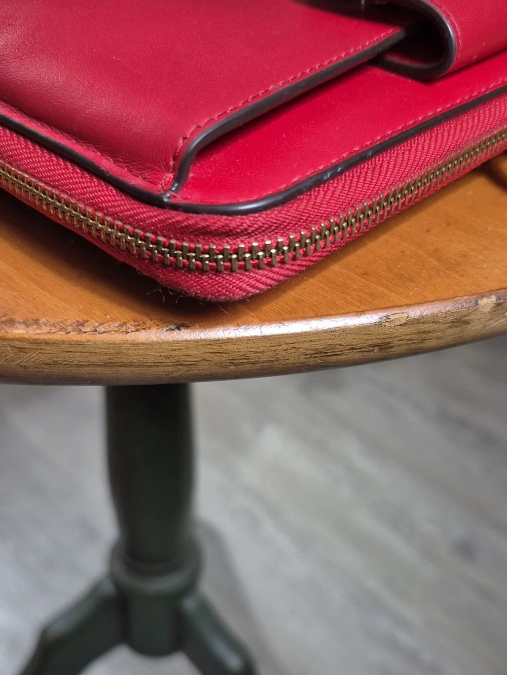 Coach Red Leather Wristlet Clutch with Logo Tab